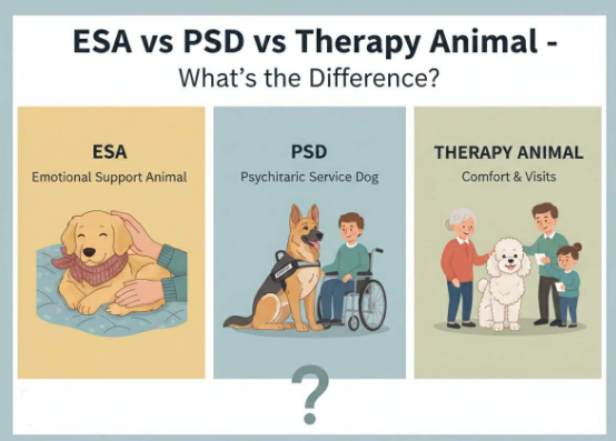 ESA vs PSD vs Therapy Animal: What’s the Difference?